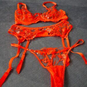 Honey Birdette Orange Whitney Thong Set 32DDD/F 32E 70F Medium
